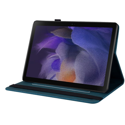For Samsung Galaxy Tab A11 / А9 Butterfly Flower Embossed Leather Tablet Case(Blue) by bashfashion