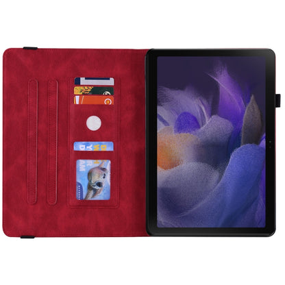 For Samsung Galaxy Tab A11 / А9 Butterfly Flower Embossed Leather Tablet Case(Red) by bashfashion