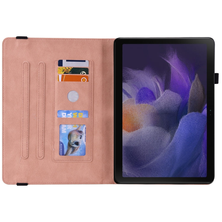 For Samsung Galaxy Tab A11 / А9 Butterfly Flower Embossed Leather Tablet Case(Rose Gold) by bashfashion