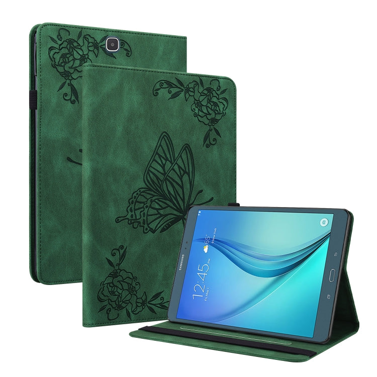 For Samsung Galaxy Tab A 9.7 T550 T555 Butterfly Flower Embossed Leather Tablet Case(Green) by bashfashion