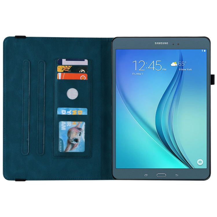 For Samsung Galaxy Tab A 9.7 T550 T555 Butterfly Flower Embossed Leather Tablet Case(Blue) by bashfashion