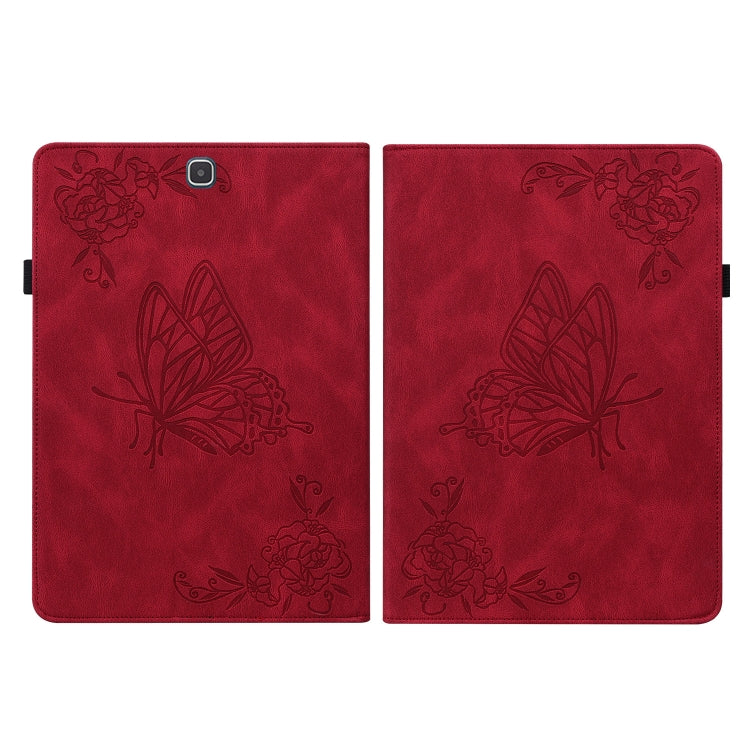 For Samsung Galaxy Tab A 9.7 T550 T555 Butterfly Flower Embossed Leather Tablet Case(Red) by bashfashion