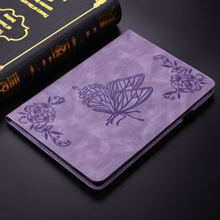 For Samsung Galaxy Tab A 9.7 T550 T555 Butterfly Flower Embossed Leather Tablet Case(Purple) by bashfashion