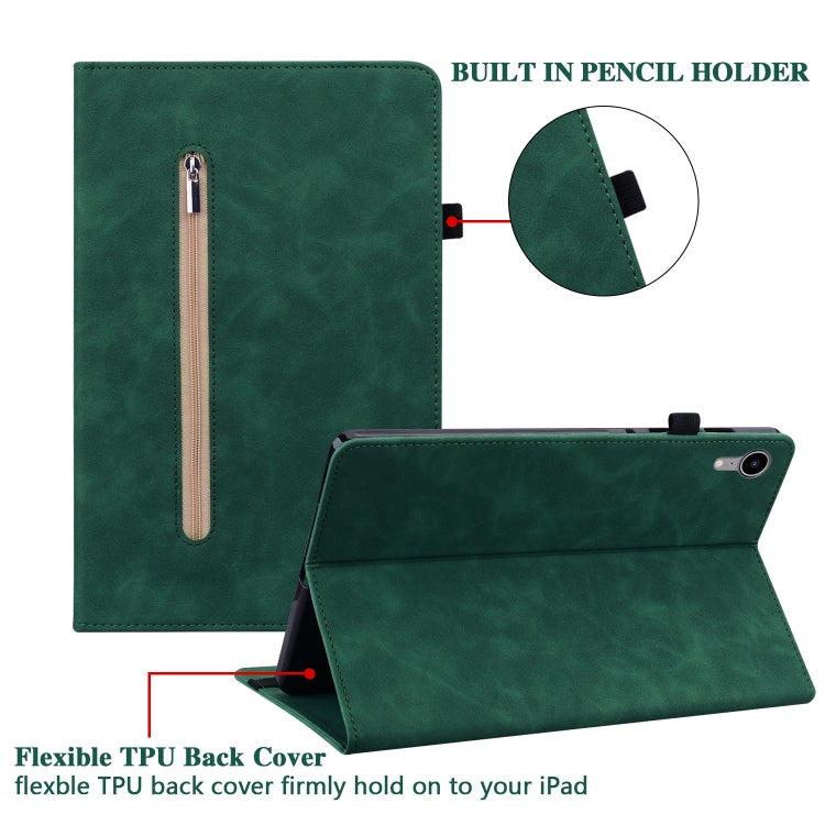 For Samsung Galaxy Tab A 10.1 2016/T580/T585 Skin Feel Solid Color Zipper Leather Tablet Case(Green) by bashfashion