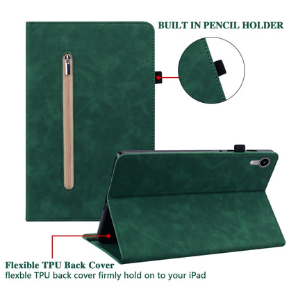 For Samsung Galaxy Tab A 10.1 2016/T580/T585 Skin Feel Solid Color Zipper Leather Tablet Case(Green) by bashfashion