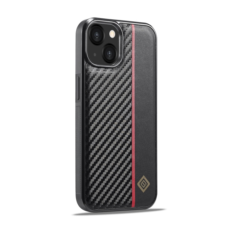 For iPhone 14 LC.IMEEKE 3 in 1 Carbon Fiber Texture Shockproof Phone Case(Black) by LC.IMEEKE