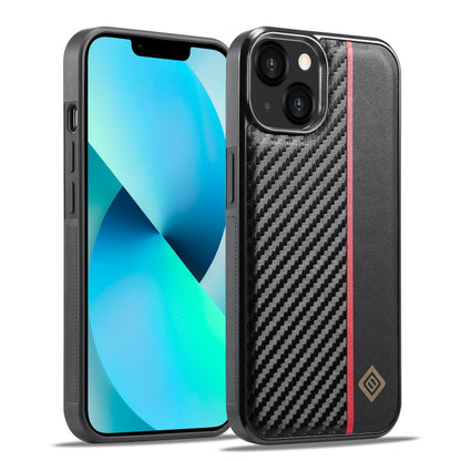 For iPhone 14 Plus LC.IMEEKE 3 in 1 Carbon Fiber Texture Shockproof Phone Case(Black) by LC.IMEEKE