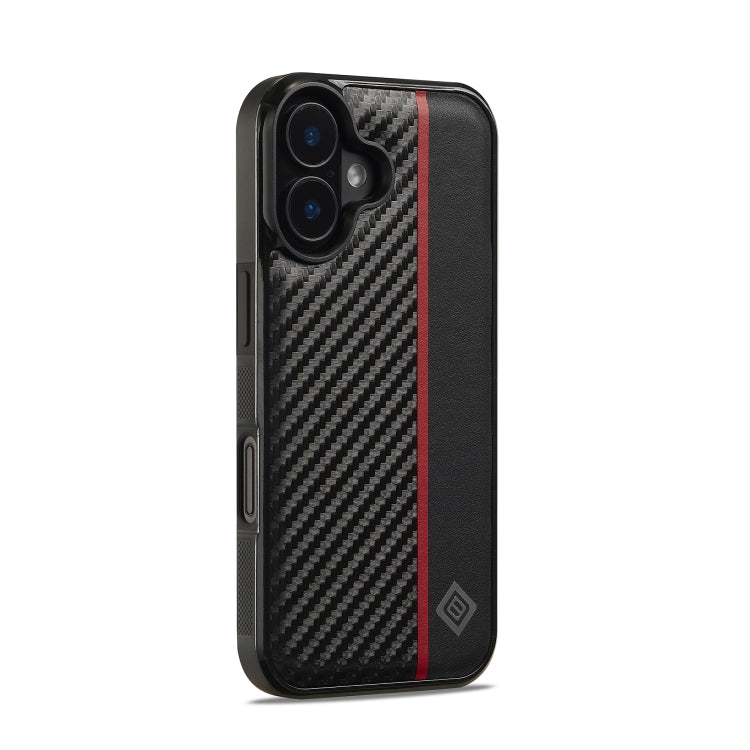 For iPhone 16 Plus LC.IMEEKE 3 in 1 Carbon Fiber Texture Shockproof Phone Case(Black) by LC.IMEEKE