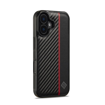 For iPhone 16 LC.IMEEKE 3 in 1 Carbon Fiber Texture Shockproof Phone Case(Black) by LC.IMEEKE