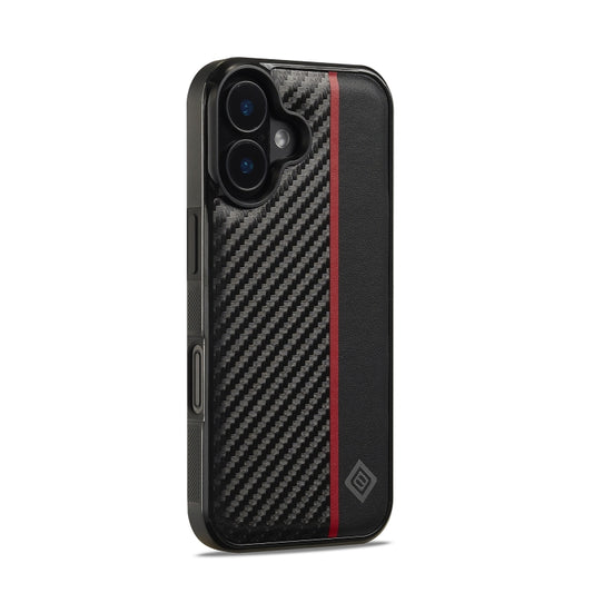 For iPhone 16 LC.IMEEKE 3 in 1 Carbon Fiber Texture Shockproof Phone Case(Black) by LC.IMEEKE