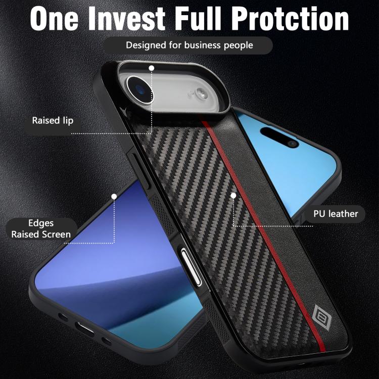 For iPhone Air LC.IMEEKE 3 in 1 Carbon Fiber Texture Shockproof Phone Case(Black) by LC.IMEEKE