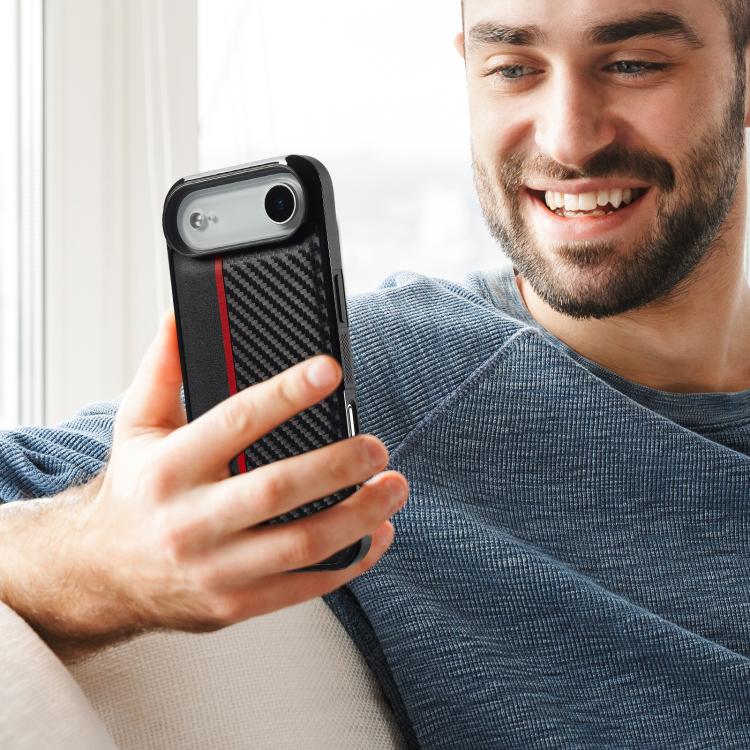 For iPhone Air LC.IMEEKE 3 in 1 Carbon Fiber Texture Shockproof Phone Case(Black) by LC.IMEEKE