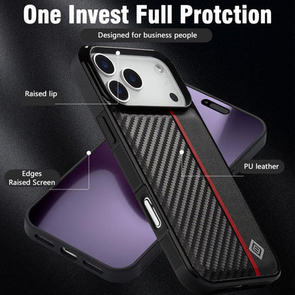 For iPhone 17 Pro LC.IMEEKE 3 in 1 Carbon Fiber Texture Shockproof Phone Case(Black) by LC.IMEEKE