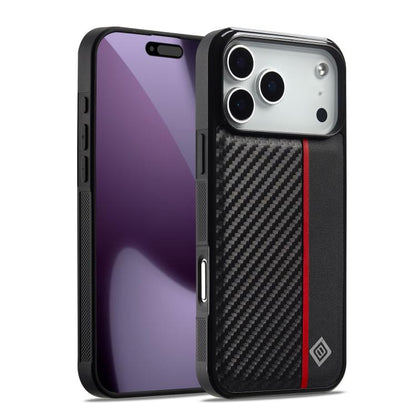 For iPhone 17 Pro Max LC.IMEEKE 3 in 1 Carbon Fiber Texture Shockproof Phone Case(Black) by LC.IMEEKE