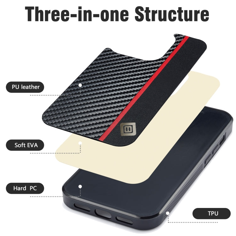 For iPhone 14 Pro LC.IMEEKE 3 in 1 Carbon Fiber Texture Shockproof Phone Case(Black) by LC.IMEEKE