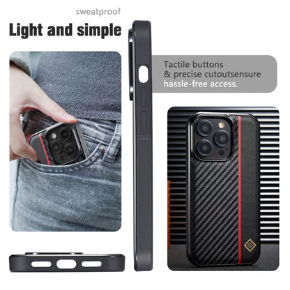 For iPhone 16 LC.IMEEKE 3 in 1 Carbon Fiber Texture Shockproof Phone Case(Black) by LC.IMEEKE