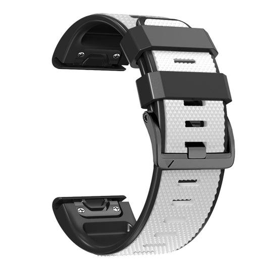 For Garmin Fenix 7 Pro 22mm Screw Buckle Diamond Texture Two Color Silicone Watch Band(White+Black) by bashfashion
