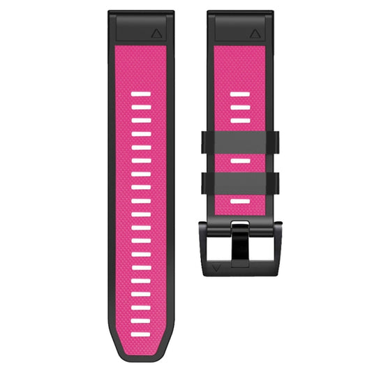 For Garmin Fenix 7 Pro 22mm Screw Buckle Diamond Texture Two Color Silicone Watch Band(Pink+Black) by bashfashion