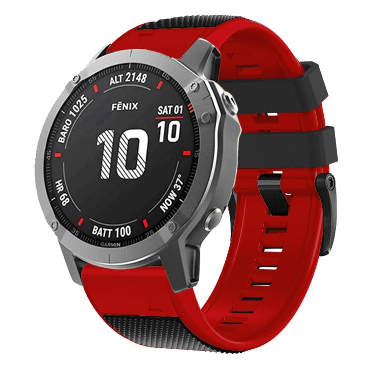 For Garmin Fenix 7 Pro 22mm Screw Buckle Diamond Texture Two Color Silicone Watch Band(Black+Red) by bashfashion