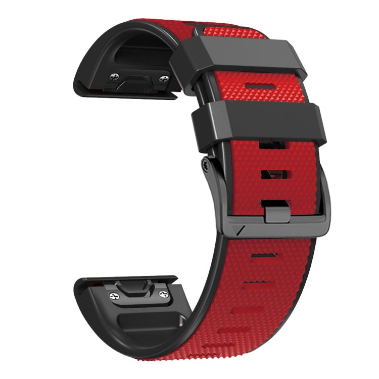 For Garmin Fenix 7 Pro 22mm Screw Buckle Diamond Texture Two Color Silicone Watch Band(Red+Black) by bashfashion