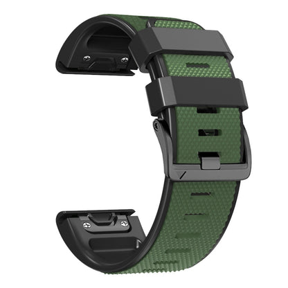 For Garmin Fenix 7 Pro 22mm Screw Buckle Diamond Texture Two Color Silicone Watch Band(Army Green+Black) by bashfashion