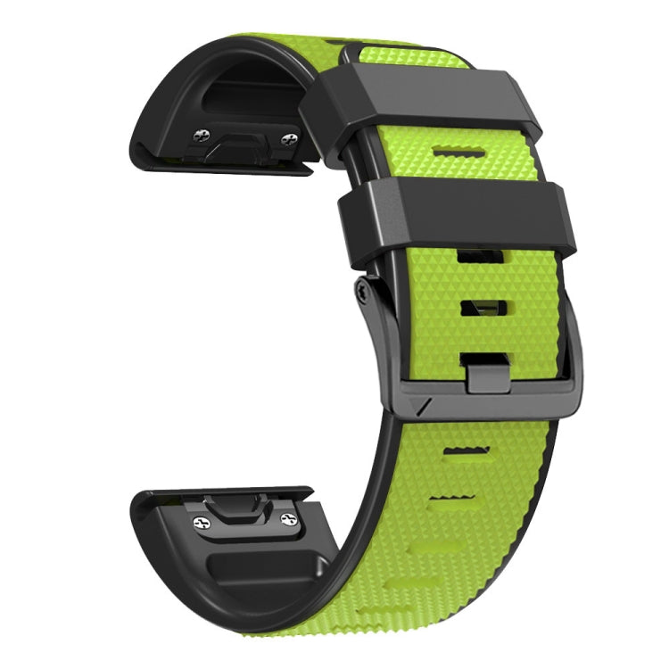 For Garmin Fenix 7 Pro 22mm Screw Buckle Diamond Texture Two Color Silicone Watch Band(Lime Green+Black) by bashfashion