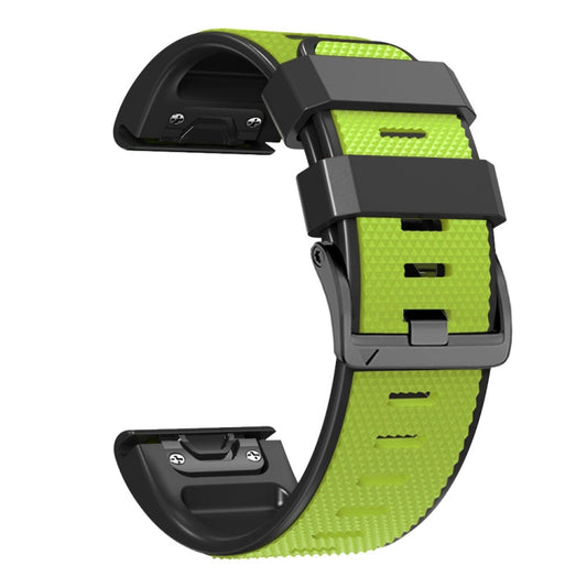 For Garmin Fenix 7 Pro 22mm Screw Buckle Diamond Texture Two Color Silicone Watch Band(Lime Green+Black) by bashfashion