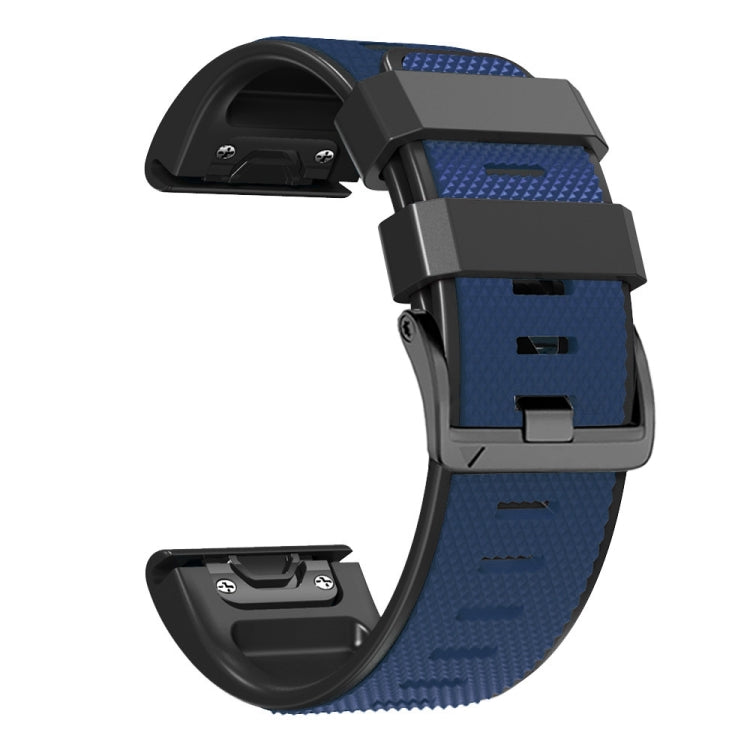 For Garmin Fenix 7 Pro 22mm Screw Buckle Diamond Texture Two Color Silicone Watch Band(Dark Blue+Black) by bashfashion