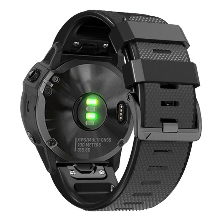 For Garmin Fenix 7 Pro 22mm Screw Buckle Diamond Texture Two Color Silicone Watch Band(Black) by bashfashion