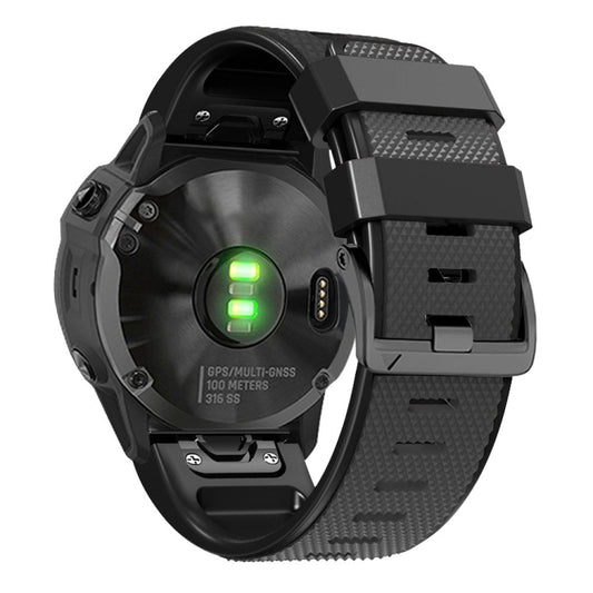 For Garmin Fenix 7 Pro 22mm Screw Buckle Diamond Texture Two Color Silicone Watch Band(Black) by bashfashion