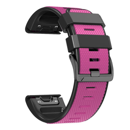 For Garmin Fenix 7 Pro 26mm Screw Buckle Diamond Texture Two Color Silicone Watch Band(Pink+Black) by bashfashion