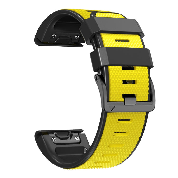For Garmin Fenix 7 Pro 26mm Screw Buckle Diamond Texture Two Color Silicone Watch Band(Yellow+Black) by bashfashion