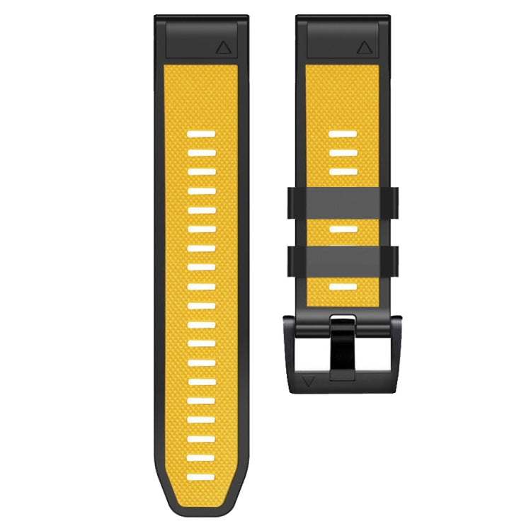 For Garmin Fenix 7 Pro 26mm Screw Buckle Diamond Texture Two Color Silicone Watch Band(Yellow+Black) by bashfashion