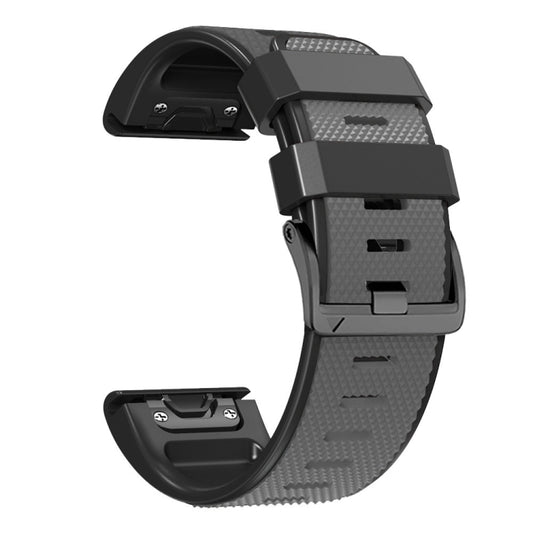 For Garmin Fenix 7 Pro 26mm Screw Buckle Diamond Texture Two Color Silicone Watch Band(Grey+Black) by bashfashion