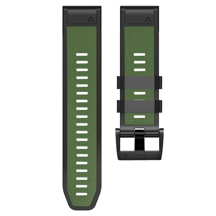 For Garmin Fenix 7 Pro 26mm Screw Buckle Diamond Texture Two Color Silicone Watch Band(Army Green+Black) by bashfashion