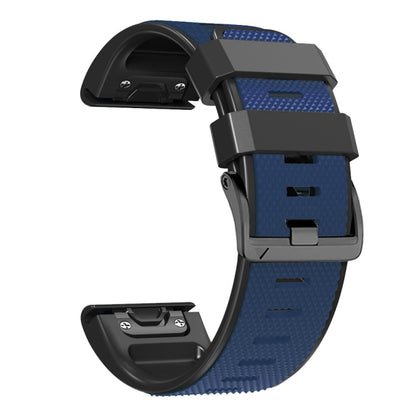 For Garmin Fenix 7 Pro 26mm Screw Buckle Diamond Texture Two Color Silicone Watch Band(Dark Blue+Black) by bashfashion