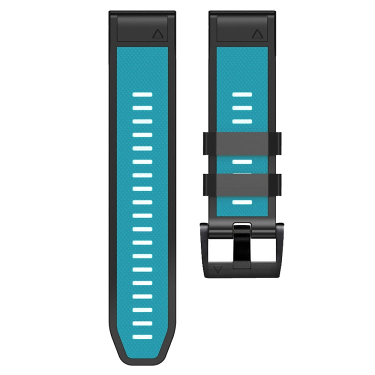 For Garmin Fenix 7 Pro 26mm Screw Buckle Diamond Texture Two Color Silicone Watch Band(Sky Blue+Black) by bashfashion