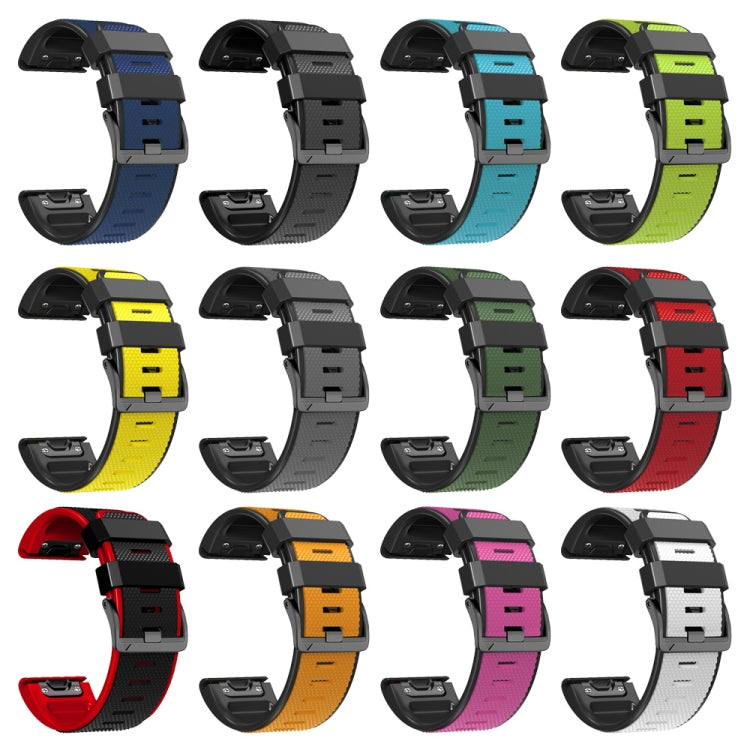 For Garmin Fenix 7 Pro 22mm Screw Buckle Diamond Texture Two Color Silicone Watch Band(Black) by bashfashion