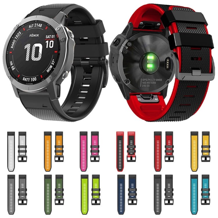 For Garmin Fenix 7 Pro 22mm Screw Buckle Diamond Texture Two Color Silicone Watch Band(Black) by bashfashion