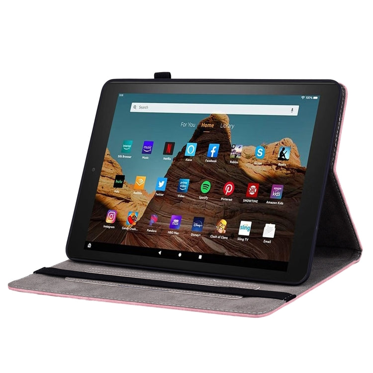 For Amazon Fire HD 10 2023 Butterfly Rose Embossed Leather Tablet Case(Pink) by bashfashion