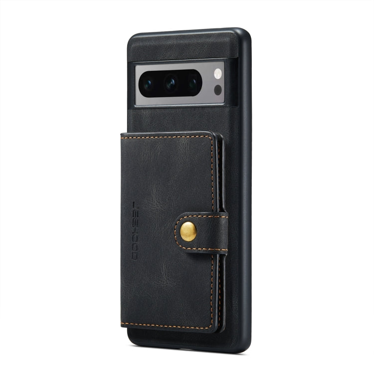 For Google Pixel 8 Pro JEEHOOD Retro Magnetic Detachable Wallet Phone Case(Black) by JEEHOOD