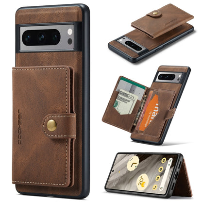 For Google Pixel 8 Pro JEEHOOD Retro Magnetic Detachable Wallet Phone Case(Brown) by JEEHOOD