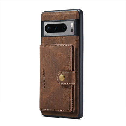 For Google Pixel 8 Pro JEEHOOD Retro Magnetic Detachable Wallet Phone Case(Brown) by JEEHOOD