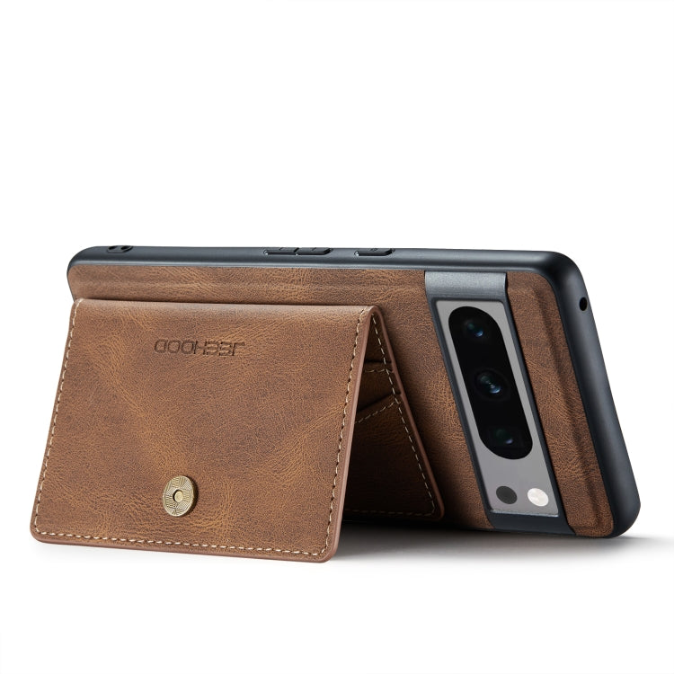 For Google Pixel 8 Pro JEEHOOD Retro Magnetic Detachable Wallet Phone Case(Brown) by JEEHOOD