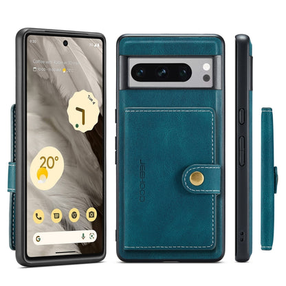 For Google Pixel 8 Pro JEEHOOD Retro Magnetic Detachable Wallet Phone Case(Blue) by JEEHOOD