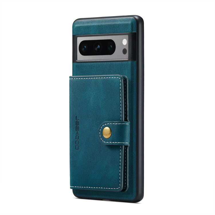 For Google Pixel 8 Pro JEEHOOD Retro Magnetic Detachable Wallet Phone Case(Blue) by JEEHOOD