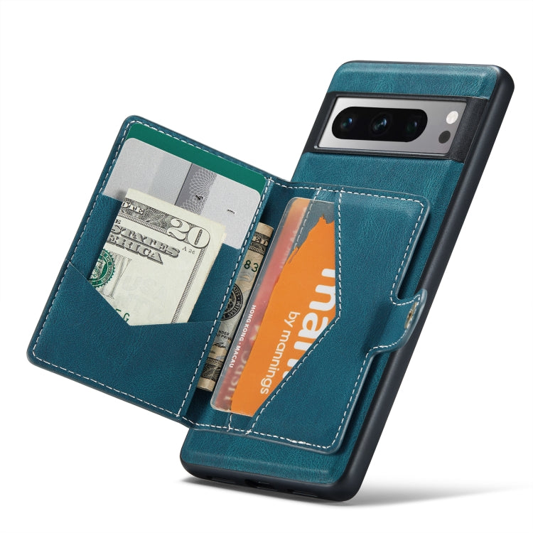For Google Pixel 8 Pro JEEHOOD Retro Magnetic Detachable Wallet Phone Case(Blue) by JEEHOOD