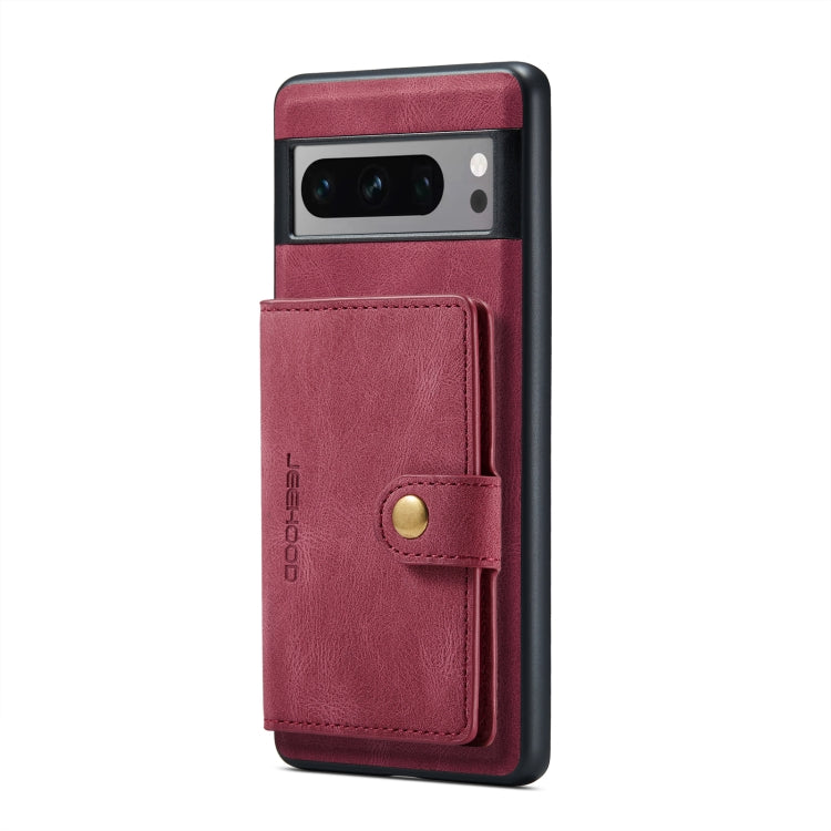 For Google Pixel 8 Pro JEEHOOD Retro Magnetic Detachable Wallet Phone Case(Red) by JEEHOOD