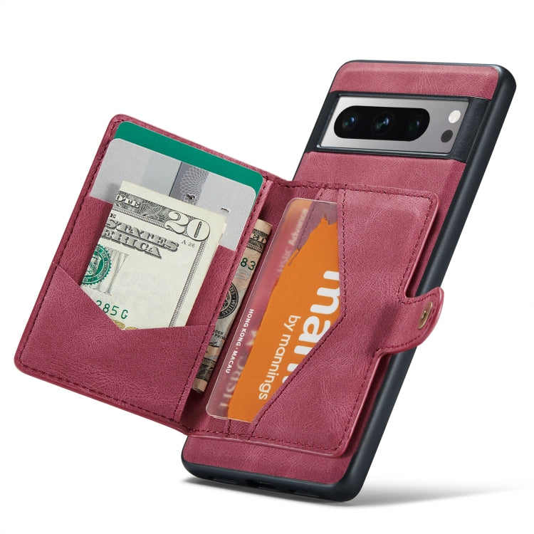 For Google Pixel 8 Pro JEEHOOD Retro Magnetic Detachable Wallet Phone Case(Red) by JEEHOOD