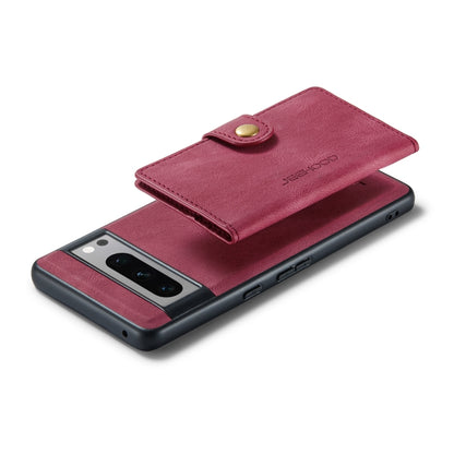 For Google Pixel 8 Pro JEEHOOD Retro Magnetic Detachable Wallet Phone Case(Red) by JEEHOOD